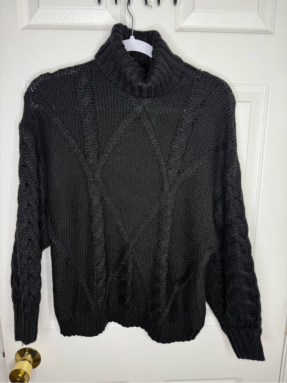 NWT ASOS Black Cable Knit Turtleneck Sweater Size 2 Chunky Knit